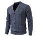 Men's Fashionable V-Neck Knit Sweater With Fleece Lining, Casual Winter Pullover For Autumn & Winter, Warm & Stylish Thermal Shirt _viptrois.com