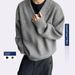 Pure 2025 Autumn New American Retro V-Neck Knitted Sweater Jacket Long Sleeve Commuter Style Inner Layer For Men_viptrois.com