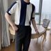Men's Clothing Fashion New Striped Ice Silk Short Sleeved T Shirt Casual Simple Slim Style Men's Tops Trendy Knitted Sweater_viptrois.com