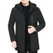 Men's Winter Hooded Jacket – Premium Polyester Fill, Detachable Hood, Slim Fit For Mature Gentlemen (XL-5XL, Black/Olive, Zippered Pockets)_viptrois.com