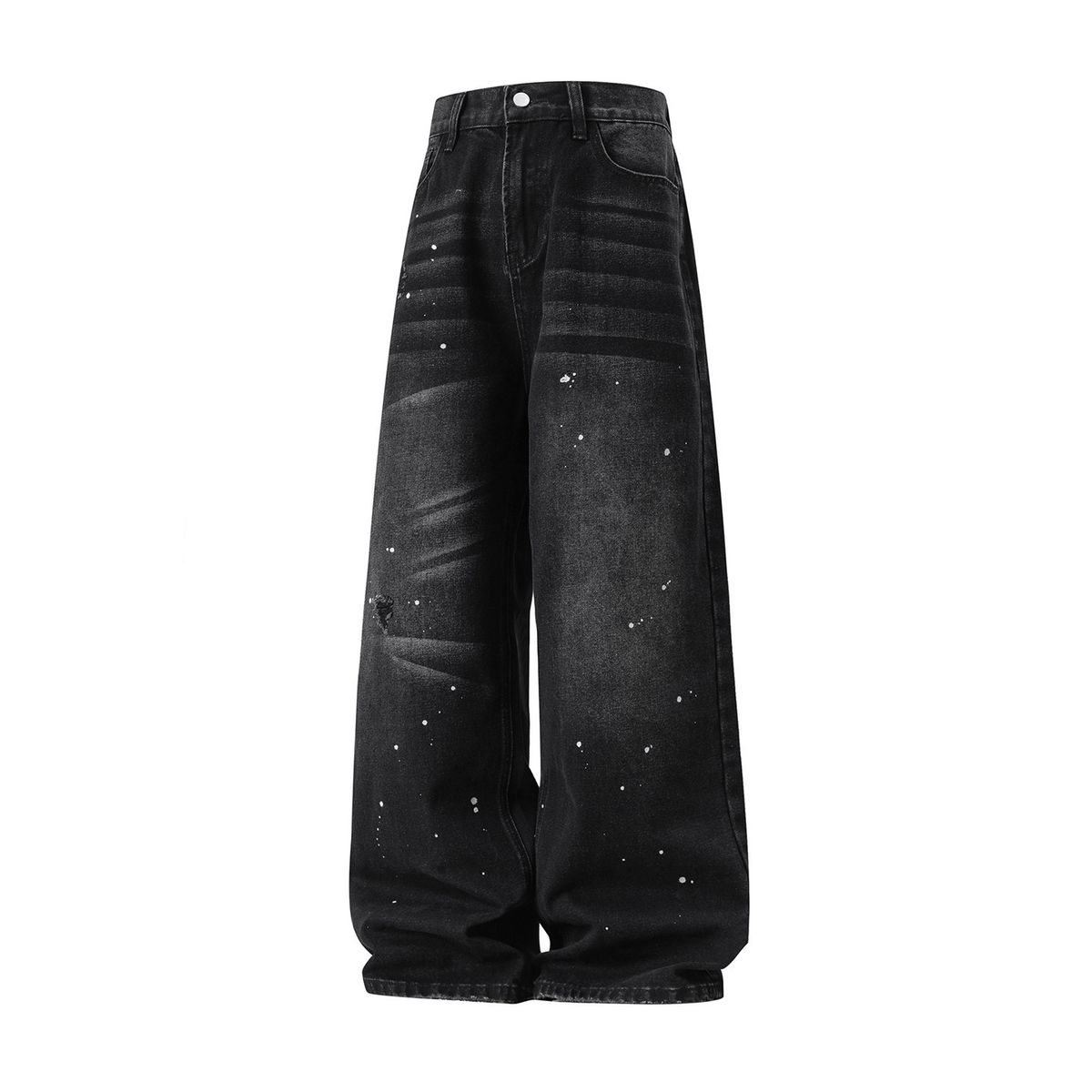 Men's Clothing Fashion Brand Ink Splashed Design Ripped Jeans For Men Autumn Style American Retro Washed Straight Leg Pants Silhouette Long Trousers_viptrois.com