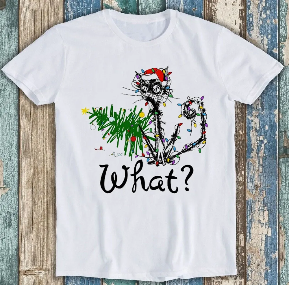 Christmas Lights Cat What Meme Funny Gift Tee T Shirt Mens Womens Tees Top 1826_viptrois.com