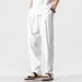 Spring and Summer Linen Pants Men's Loose Large Size Draped Wide-Leg Pants Fashionable Elegant Straight-Leg Wide-Leg Pants_viptrois.com