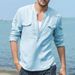 2025 Men's Cotton And Linen Casual Long-sleeved Shirt With Pockets, Loose-fitting Shirt_viptrois.com