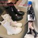 Kids Shoes Girls Boots Children's Boots New Plus Velvet Medium And Large Children's Long Boots Two Cotton High Boots All Match Leather Boots_viptrois.com