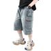 Boys' Cropped Pants Summer Thin 2025 New Style Medium And Large Boys Casual Children's Stylish Loose Jeans_viptrois.com