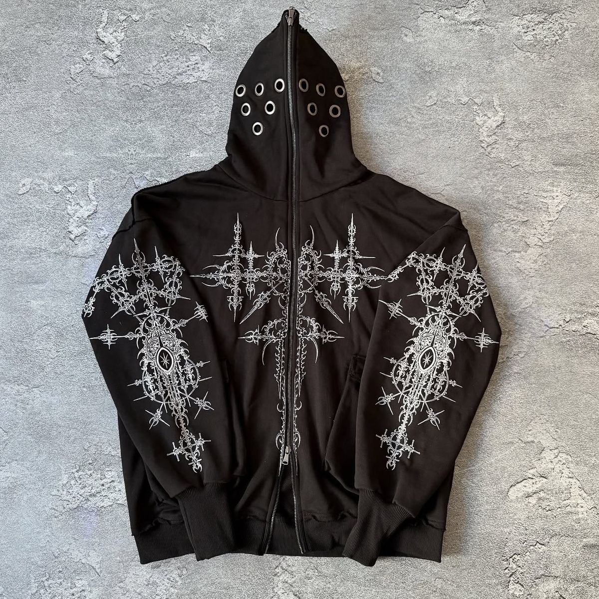 Men's Clothing Fashion Trend High Street Personality Design Printing Casual Versatile Loose Hooded Sweatshirt_viptrois.com