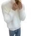New high-end plush high neck knitted sweater with a lazy autumn and winter style, loose fitting pullover and long sleeved sweater_viptrois.com