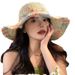 Grass Women's Summer Colorful Weaving Beach Holiday Sunshade And Sunscreen Breathable Hollow Large Brim Showcasing Face_viptrois.com