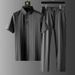 Men's Clothing Light Luxury Business Casual Ice Silk Suit Summer Casual Short Sleeved Thin Striped Two Piece Suit_viptrois.com