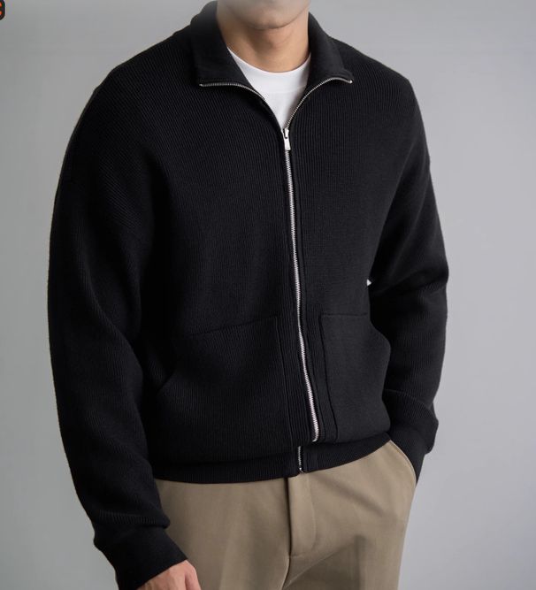 New Cardigan Sweater For Men In Spring And Autumn, Trendy Brand Loose Knit Sweater For Wearing Outside, Men's Zipper Thread Jacket_viptrois.com