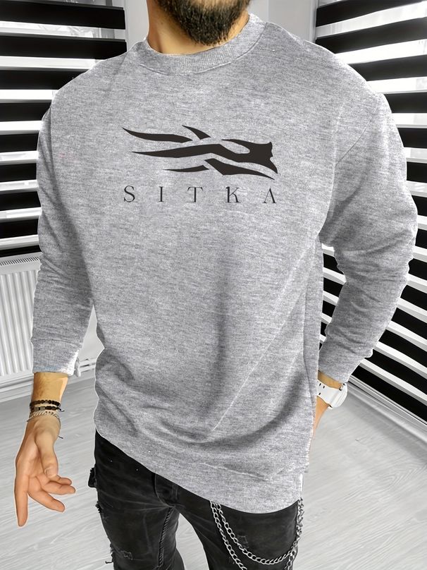 Men's Loose Casual Fashionable Letter Pattern Printed Round Neck Long Sleeved Pullover Hoodie For Autumn And Winter_viptrois.com