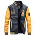 Men's Clothing Leather Baseball Jacket PU Casual Jacket Light Board_viptrois.com