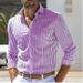 Men's Long Sleeved Striped Shirts Button Down Casual Stylish Comfortable Style 23 Perfect For Vacation Look_viptrois.com