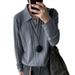 New Pullover Sweater With Retro Casual And Lazy Style, Men's Solid Color Top With A Collared Knit Sweater, Trendy_viptrois.com