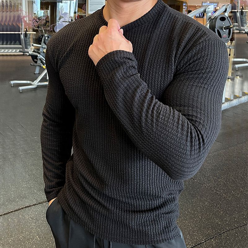 Men's European Knit Sweater – Long Sleeve Crewneck Pullover (Black/White/Khaki/Bluish/Iron Gray/Red/Matcha, M-3XL)_viptrois.com