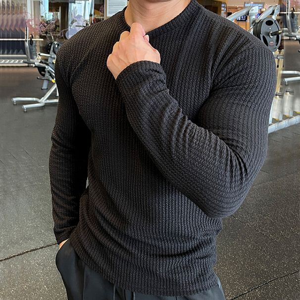 Men's European Knit Sweater – Long Sleeve Crewneck Pullover (Black/White/Khaki/Bluish/Iron Gray/Red/Matcha, M-3XL)_viptrois.com