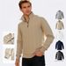 Retro Casual Stand-up Collar Zipper Pullover Loose Knitted Heavyweight Jacquard Patchwork Autumn And Winter Long-sleeved Sweatshirt_viptrois.com