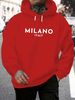 Men's Autumn And Winter Casual Fashionable Loose Hooded Sweatshirt MILANO ITALIA Pattern Printed Warm Long Sleeved Pullover_viptrois.com