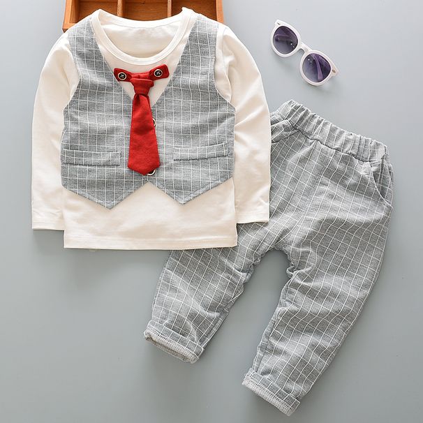 Children's Suit Tie Vest Two Piece Suits 1 4 Years Old Boys And Girls Little Gentleman Children's Clothing_viptrois.com