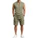 Men's Linen Shorts And T-Shirt Set - Breathable Summer Casual Outfit For Outdoor Workwear Style_viptrois.com