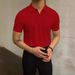 Men's Clothing Summer Lapel T Shirt Men's Loose Knit Sweater Solid Color Casual Men's Polo Shirt Short Sleeve_viptrois.com