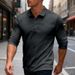 Men's Slim-Fit Long Sleeve Polo Shirt – Breathable Striped Casual Top (Khaki, Army Green, Black, XS-3XL)_viptrois.com