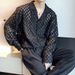 Early Autumn Light Mature Abstinence Niche Design Hollow Long Sleeved Shirt Men's Korean Version Of The Handsome Drape Very Fairy Hairstylist Shirt_viptrois.com