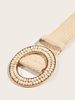 Women Braided Belts Summer Hot Sale Handmade Inlaid Wooden Beads Round Buckle Pp Grass Elastic Belt_viptrois.com