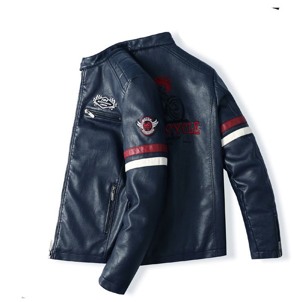 Men's Clothing Autumn And Winter Leather Motorcycle Embroidery Label PU Jacket Outdoor Racing Clothing Trendy Brand Hot Selling Jacket_viptrois.com