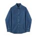 Men's Clothing Washed Distressed Denim Shirt Loose Long Sleeved Work Shirt Jacket_viptrois.com