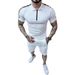Fashion New Men's Plaid Ribbon Polo Shirt Short Sleeve Shorts Sports Casual Set_viptrois.com