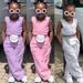 Mother & Kids European and American cross-border children's clothing girls fashion casual sleeveless vest solid color suit ins style two-piece set_viptrois.com