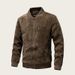 Men's Vintage Cotton-Blend Multi-Zip Jacket - Lightweight Casual Outerwear For Autumn & Winter (Black, Olive, Brown, Khaki)_viptrois.com