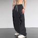 Gothic Y2k Print Jogger Pants For Men & Women - Loose Fit, Drawstring Waist, Flared Leg, Fleece-Lined, Punk Style Streetwear (Black/White/Gray)_viptrois.com