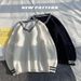 V-Neck Men's Autumn Winter Knitted Sweater Korean Version Loose Thick Base Shirt Black And White Yarn Long Sleeved Top_viptrois.com