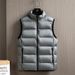 Men's Lightweight Padded Vest With Stand Collar, Winter Warm Fleece Lined Sleeveless Jacket For Casual Outdoor Wear (Black, Grey, Blue, Green)_viptrois.com