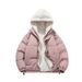 Men's Winter Fashion Hooded Fleece Lined Jacket, Casual Unisex Oversized Coat With Contrast Design, Warm Two-Tone Layered Look For Cold Weather_viptrois.com
