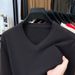 Men's V-Neck Knit Sweater - Solid Color Pullover For Autumn & Winter (Trendy Slim Fit, Versatile Layering Essential)_viptrois.com