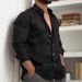 Breathable Linen Cotton Blend Shirt For Men, Classic Casual Solid Color Button Down Shirt, Comfortable Daily Wear & Smart Casual Style_viptrois.com