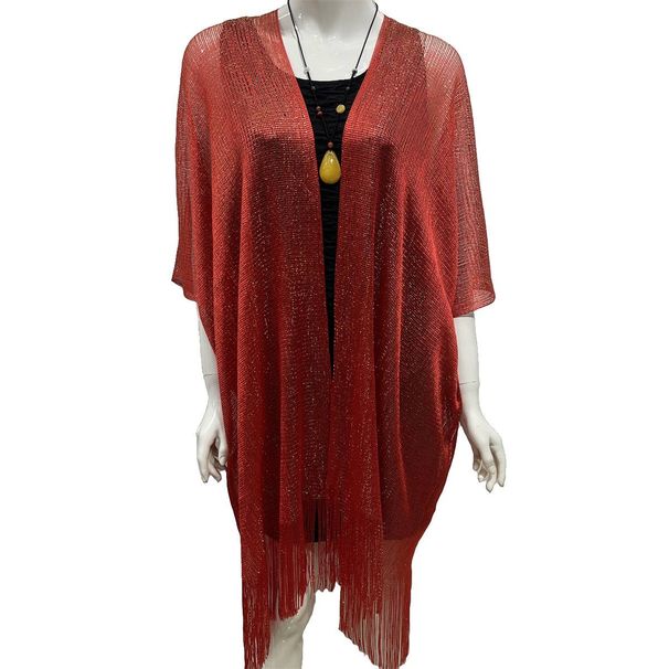 Explosive flat scarf shawl Gold and silver ribbon sleeve slit sun protection beach wear holiday bikini smock sun protection smock_viptrois.com