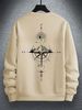 Men's Loose And Casual Fashionable Beige Geometric Mountain Print Round Neck Long Sleeved Sweatshirt Suitable For Autumn And Winter Wear_viptrois.com