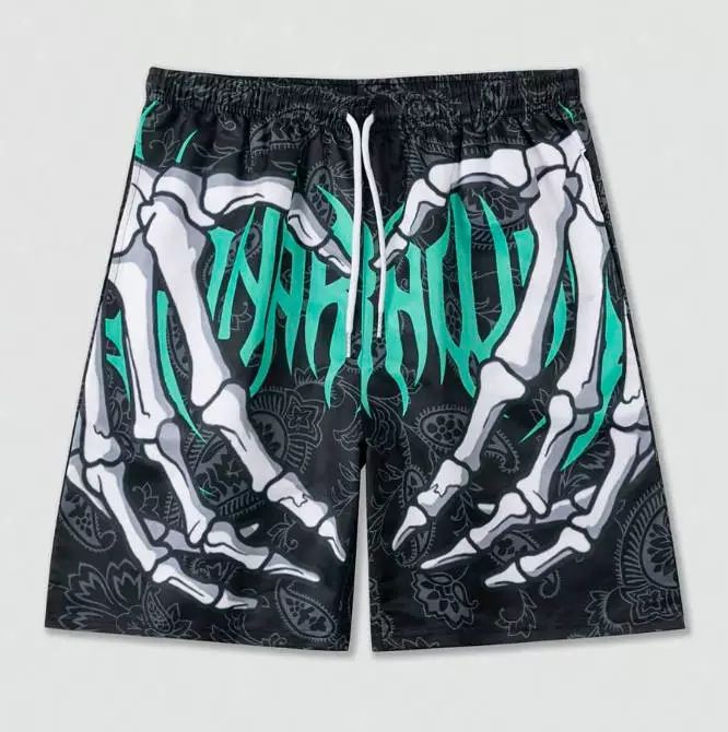 Elastic Waist Jogging Shorts Swim Trunks Board Shorts Summer New Beach Shorts With Hand 3D Print Y2k Shorts For Men_viptrois.com