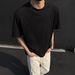 Men's Clothing Texture Jacquard Round Neck Short Sleeved T Shirt Trendy Loose Couple Half Sleeved Tops_viptrois.com