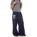 Men's Retro Baggy Sweatpants – Loose Fit Drawstring Waist With Letter Print (Yellow/Navy, Polyester-Cotton Blend, Streetwear Aesthetic)_viptrois.com