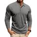 Men's Long-Sleeve Henley Polo Shirt – Textured Knit Fabric, Euro Retro Style (S-Xxxl, Slim Fit, Moisture-Wicking Polyester, 12 Colors)_viptrois.com