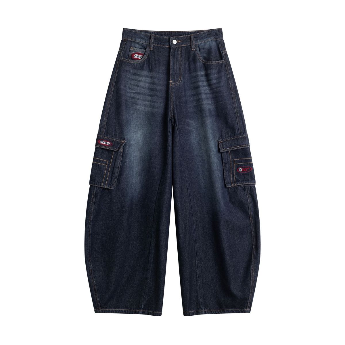 Men's Clothing Fashion Brand 2025 New American Loose Overalls Retro Washed Jeans Straight Leg Wide Leg Pants Men And Women_viptrois.com