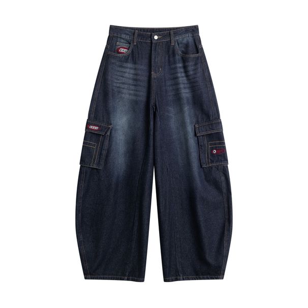 Men's Clothing Fashion Brand 2025 New American Loose Overalls Retro Washed Jeans Straight Leg Wide Leg Pants Men And Women_viptrois.com