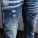 Jean Déchiré Rétro Bleu Pour Hommes, Pantalon En Denim, Slim, Peint, Style Coréen, Vintage, Décontracté_viptrois.com