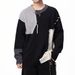 Splicing Contrasting Color Sweater Men's Winter American Casual Personalized Design Sense Knitted Sweater Men's Loose Lazy Wind Sweater_viptrois.com